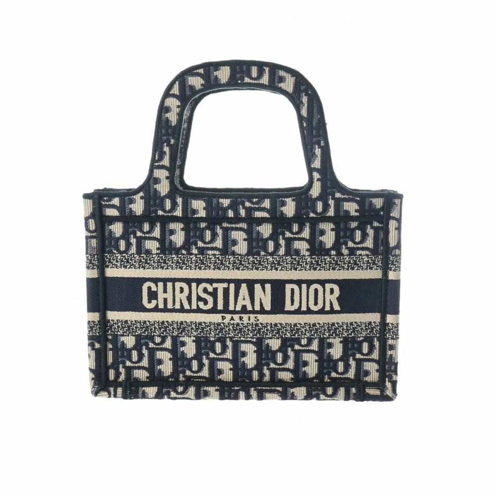 CHRISTIAN DIOR Book Tote Oblique Navy Blue Canvas Handbag